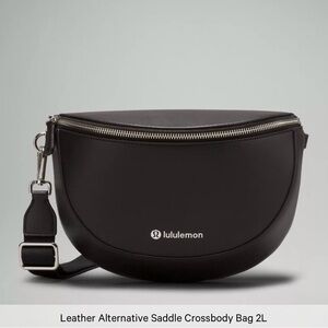 lululemon Black Leather Alternative Saddle Crossbody Bag EUC